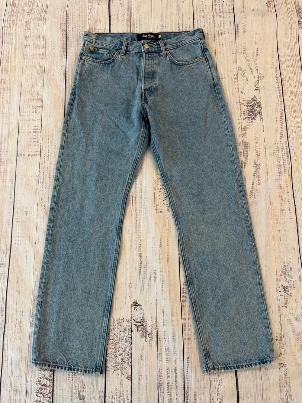 Jake Austin Men’s Jeans Size 34 Button Fly Light Wash 100% Cotton Straight Leg